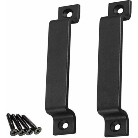 Poignée de porte de grange, 2 poignées de porte de grange pour porte en bois, pour portail/abri de jardin, armoires de cuisine, poignées de porte, placard, tiroir, meubles de chambre à coucher, noir