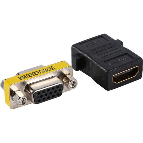 Plaque de connexion murale blanche pour prise vidéo AV, 1 port HDMI femelle et 1 port VGA femelle (1/5)
