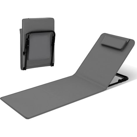 WOLTU Set 1 Pzi Lettini Spiaggia Pieghevoli Schienale Regolabile Grigio Scuro