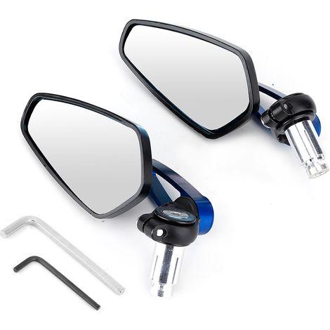 Rétroviseur latéral moto CNC en aluminium plane bleu - 2 pièces, accessoire rétroviseur de guidon (1/5)
