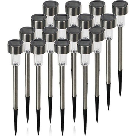 Set of 16 solar lights outdoor, stainless steel, street lights, white light, (1/5)