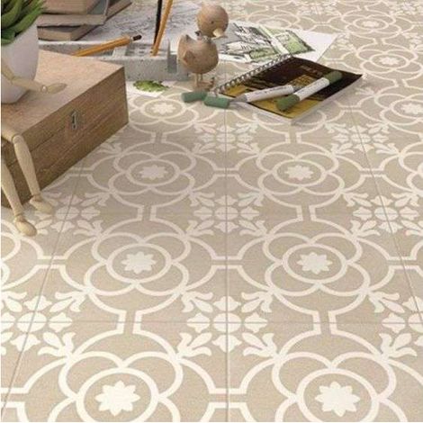 Aelle - Carrelage sol / mur effet ciment 20x20 cm SVENSKA BLOMKNOPP SIENA - Vendu par boîte de 1 m²