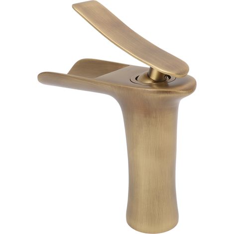 Robinet de lavabo ancien en laiton à une seule travée pour salle de bain, style cascade, à installer sous le comptoir, mitigeur pour eau chaude et froide (1/5)