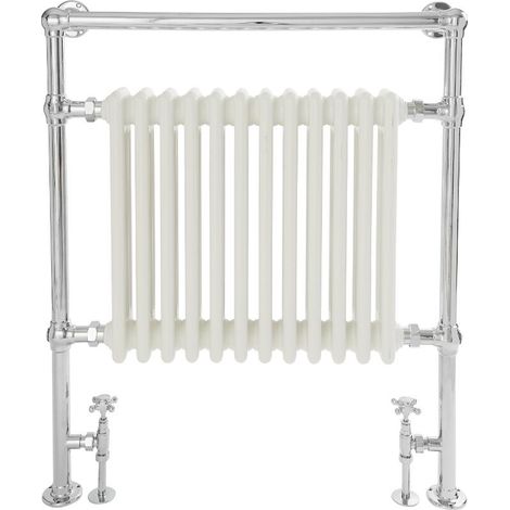 Milano Elizabeth 930mm x 790mm Heated Towel Rail Radiator with Cast Iron Style Insert – Chrome and White (1/5)