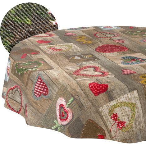 Nappe enduite Cœurs Ronde Ø 140 cm extérieur imperméable (1/5)