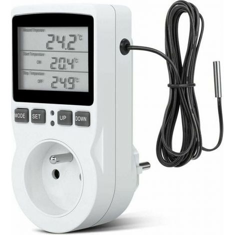 Prise intelligente programmable avec sonde de température – Thermostat numérique pour chauffage serre ou aquarium, minuterie digitale précise (1/4)