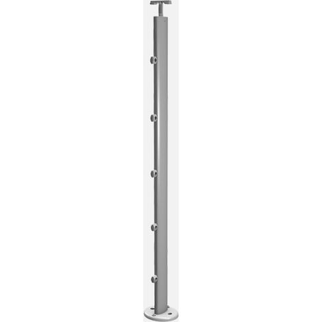 Poteau de garde-corps aluminium gris pose à plat, Prestio KORDO