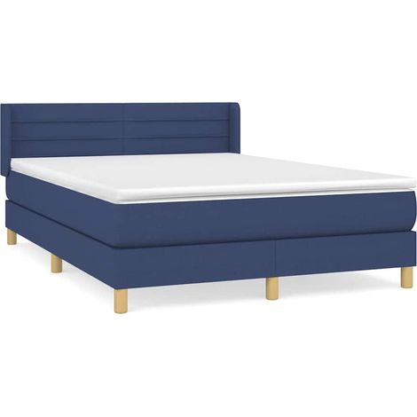 Maison Exclusive - Sommier à lattes de lit avec matelas Bleu 140x190 cm Tissu (1/5)