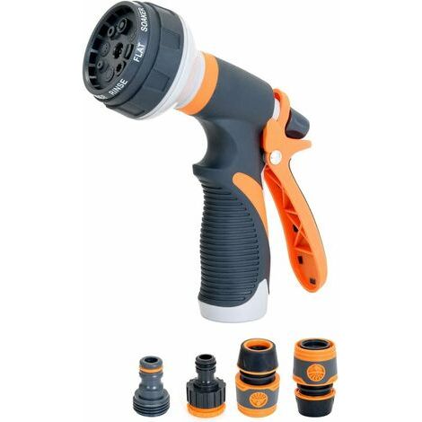 Pistolet d'arrosage de Jardin Haute Pression 8 Modes d'arrosage Multifonctionnel Pistolet Arrosoir-Chrom (1/5)