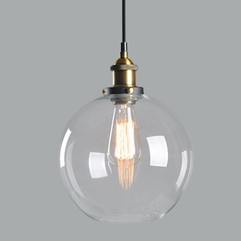 Lustre Suspension en Verre Industrielle Rétro Luminaire de Style Américain Vintage Lampe de Plafond E27 Abat-jour pour Salon Chambre Cuisine Transparent C (1/5)