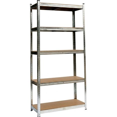 Scaffale Metallico Zincato 5 Ripiani Carico Pesante Garage 90x40x180 cm