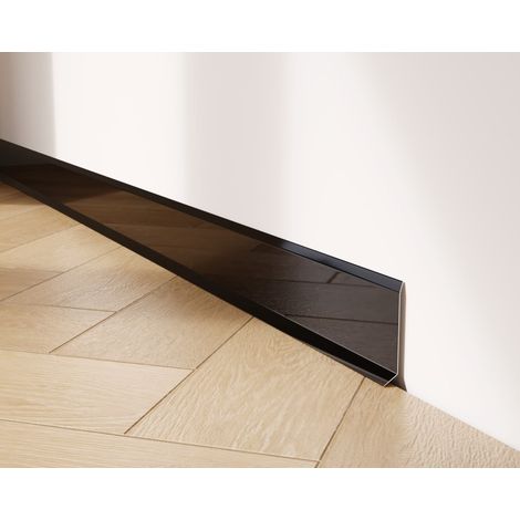 Battiscopa decorativo in acciaio inossidabile per parete e muro - 6 cm x 270 cm - Nero Lucidato (1/5)
