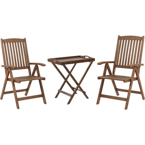 Set da balcone con 2 sedie da giardino regolabili in legno di acacia Amantea (1/5)