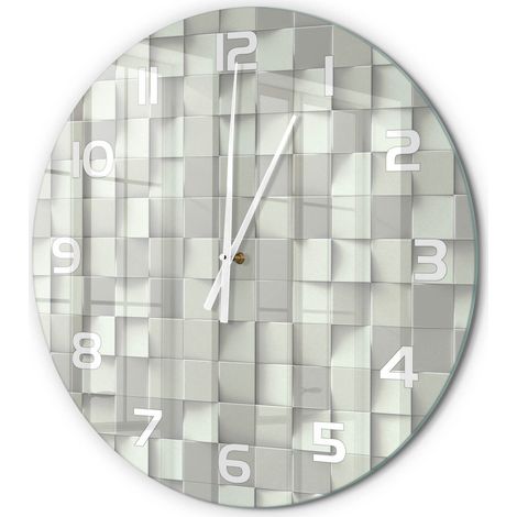 Horloge Murale Ronde Style Artistique Verre Trempé Silencieuse Maison Arrière-plan géométrique fi 60 cm (1/5)