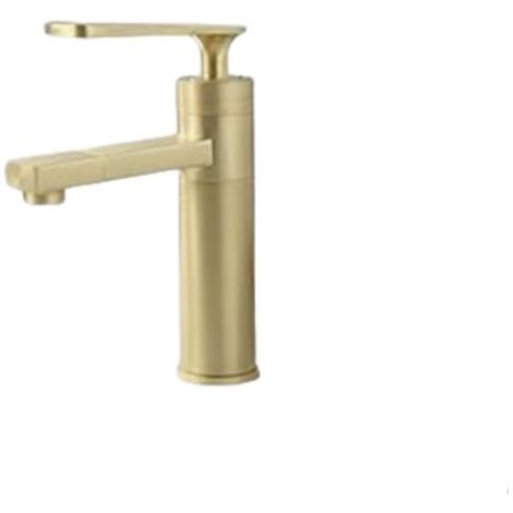 Robinet de lavabo de salle de bain en laiton brossé or mitigeur évier robinet mitigeur d'eau froide et chaude robinet (1/5)