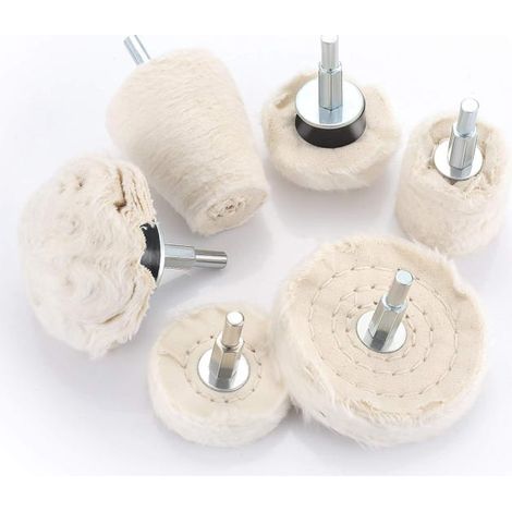 Juego de 6 accesorios de pulido: rueda de pulido tipo taladro, cepillo, rueda de pulido cónica, cono de pulido y almohadilla de pulido. (1/4)