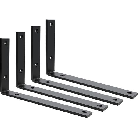 4 Pcs Équerre Étagère Murale Métal 5MM Épaisse 250150mm Noir (1/5)