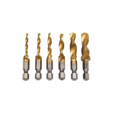 Lot de 2 forets taraudeurs 3-en-1 hexagonaux – HSS pour taraudage et perçage – Kit d’usinage rapide pour métaux tendres