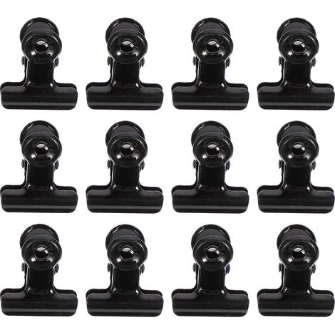 Abaodam Lot de 12 pinces magnétiques noires pour réfrigérateur et (1/5)