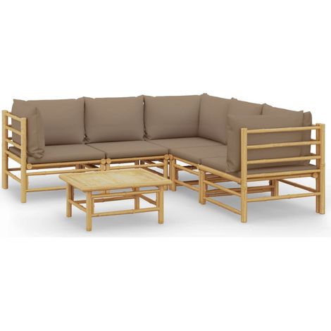 Maison Exclusive - 6-tlg. Garten-Lounge-Set mit Kissen Taupe Bamb