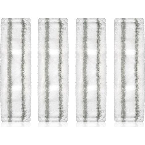 Lot de 4 serpillères de rechange en microfibre pour aspirateur de fenêtre Kärcher WV1WV2WV5, 275 x 70 mm - Élimine efficacement la saleté et les rayures - Double bande gris (1/5)