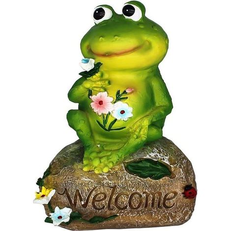 Frosch-Gartendekoration, Froschstatue aus Kunstharz, Willkommensfigur für unseren Garten, o004 (1/5)