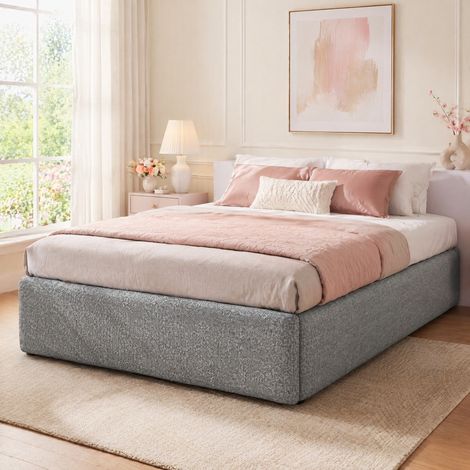 Polsterbett 90x200 mit Stauraum Schublade grau OKMYHOME (1/5)