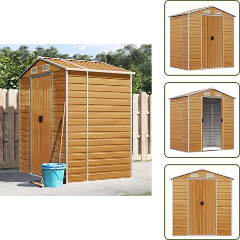 Gerätehaus Hellbraun 191x130x198 cm Verzinkter Stahl - Geräteschuppen - Gartenhaus - Werkzeuglager - Outdoor-Lagerraum - Stauraum (1/5)
