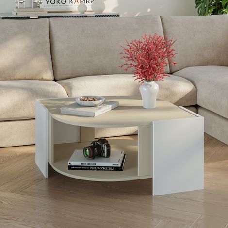 Couchtisch Klipsari 75x75x40 cm Weiß/Sandfarben [en.casa]