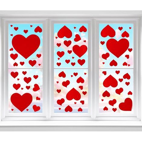 6 fogli di adesivi a forma di cuore per finestre, ideali per San Valentino, adatti a finestre, pareti, pavimenti, case, matrimoni, feste di compleanno, negozi e decorazioni. (1/5)