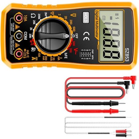 Multimètre numérique de précision testeur électronique pour tensions, résistance actuelle, mesure de la température avec support arrière (1/5)