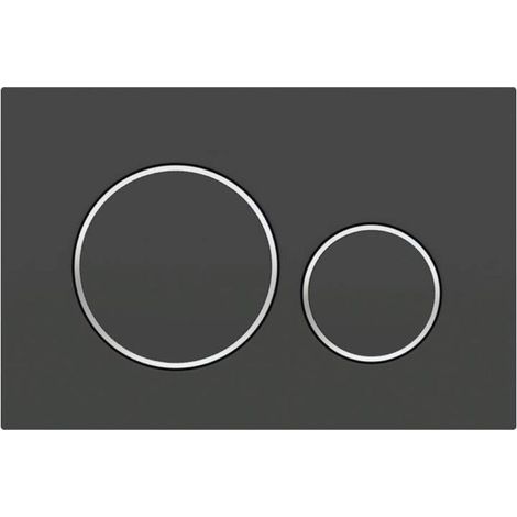Pour plaque d'actionnement Geberit Sigma20 pour double chasse d'eau : laqué noir mat, revêtement effet perle, chrome brillant (115.882.14.1) (1/4)