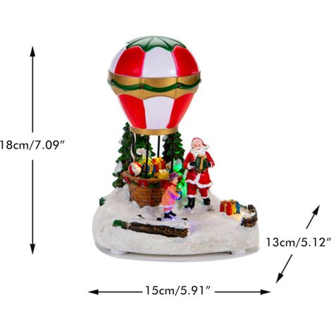 Décoration de table lumineuse de Noël à LED en résine, représentant une voiture vintage, une montgolfière et une boutique de snacks. Ornement de bureau idéal pour les fêtes de fin d'année. Cadeau parf (1/5)