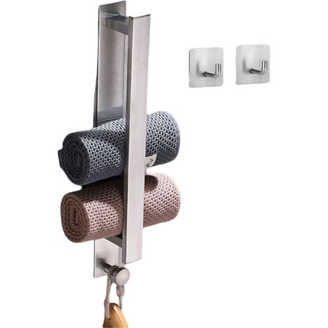 1 Porte-serviettes mural,Acier inoxydable SUS 304,Installation sans perçage,Design double sens,Salle de bain Cuisine (1/5)