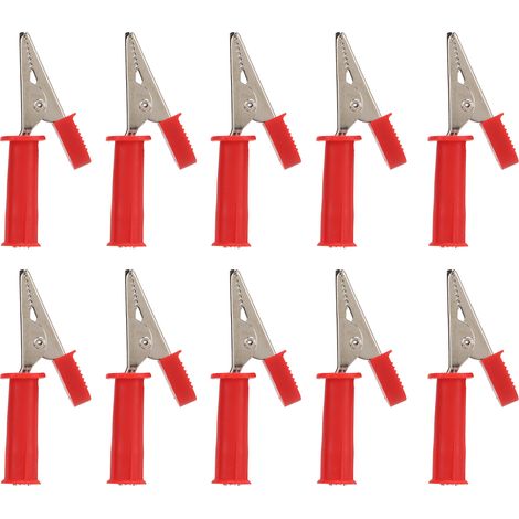 10 Pinces Crocodile Isolées 5mm en Cuivre Pur, Pinces de Test avec Douille 4mm pour Expériences Électriques (1/5)