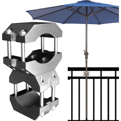 Support de parasol stable - Pied de parasol pour balcon et balustrades rondes et carrées - Fixation sûre du parasol sans perçage (1/3)
