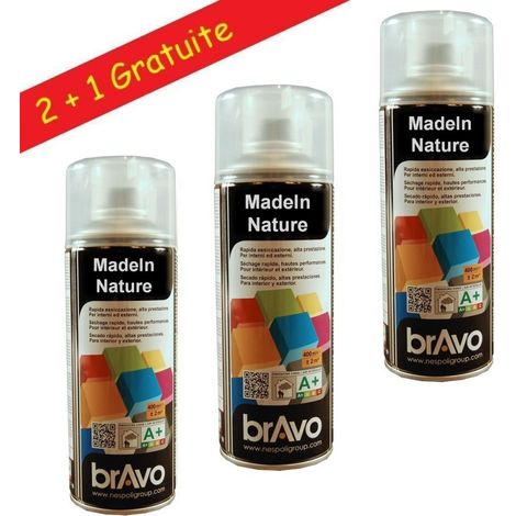 Lot de bombes de peinture, spray Vernis Incolore, Mat, Satin, Brillant, Intérieur et Extérieur, 400 ml, de MadeInNature - Brillant - Lot de 3. (1/5)