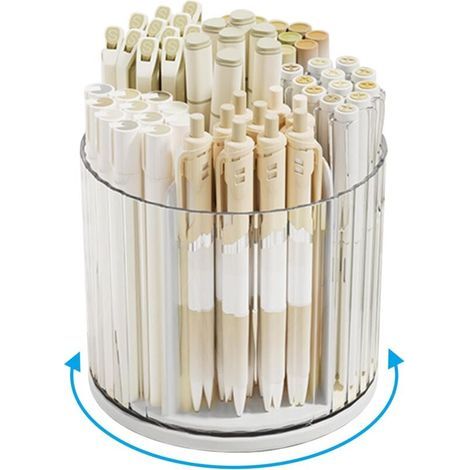 Porte-stylo rotatif à 360° - Organisateur de bureau pour crayons, maquillage, pinceaux, cosmétiques et loisirs créatifs - Plateau de rangement pour la maison et le bureau (1/5)