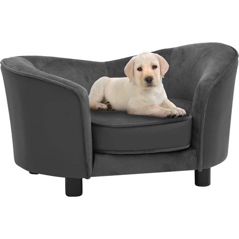 vidaXL Sofá para perros felpa y cuero sintético gris oscuro 69x49x40 cm (1/5)