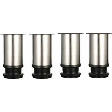 4 Pieds Réglables 8 cm De Hauteur épaissir les pieds d'armoire Pieds de table Pieds de meubles, Acier inoxydable brossé, Hauteur réglable 0-15 mm Venez avec des vis en acier inoxydable (1/4)