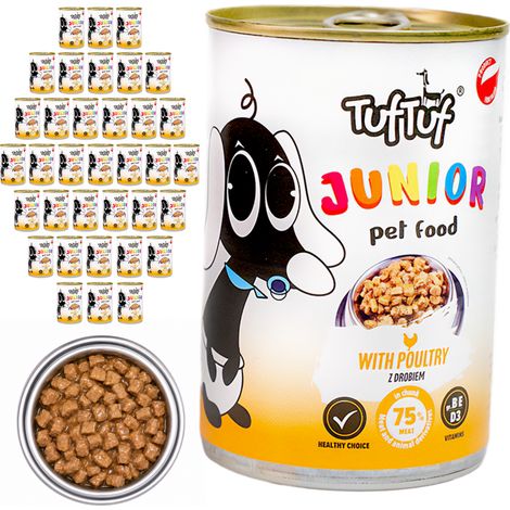 TufTuf Junior Alimento completo para cachorros con pollo en salsa 36x415g (1/2)