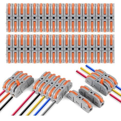 Connecteur électrique rapide avec levier, borne de connexion rapide 34 PCS 1-Wire 2-Entry, domino électrique rapide, les joints de câble peuvent être combinés librement, PA/PC ignifuge-JUSCH (1/5)