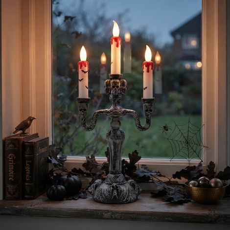 Light Up Triple Halloween Candle Stick