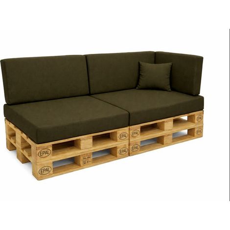 Set 6 coussins palette  assises 120x50 dossiers + 120x40 kit coussins canapé de jardin Vert coussins pour mobilier de jardin (1/5)