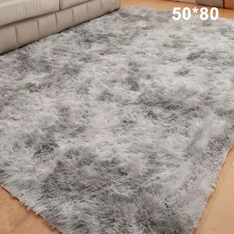 Tapis KZQ pour salon, chambre, chevet, tapis de sol moderne et simple pour la maison, doux et multi-usages, gris clair, 50 x 80 cm (1/5)