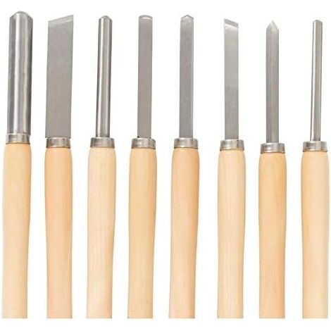 Set di scalpelli per la lavorazione del legno da 8 pezzi Set di scalpelli per la lavorazione del legno Utensili per tornitura del legno Set di scalpelli per tornio per tornitura di legno duro (1/5)