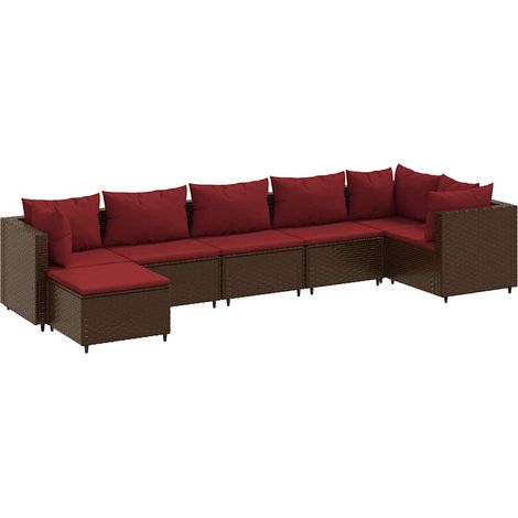 Maison Exclusive - 7-tlg. Garten-Lounge-Set mit Kissen Braun Poly (1/5)