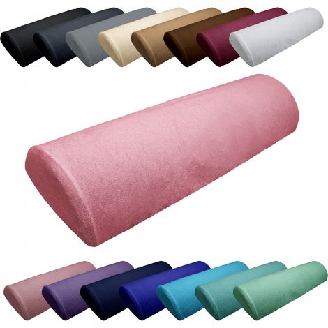 Drap housse de protection en éponge pour coussin demi-rond 66 cm x 22 cm x 12 cm de table de massage - Rose pastel - Vivezen (1/5)