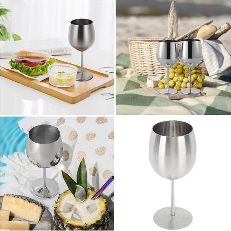 Verres à vin, verres à pied, flûtes à champagne et verres à cocktail en acier inoxydable 304 sablé (1/5)