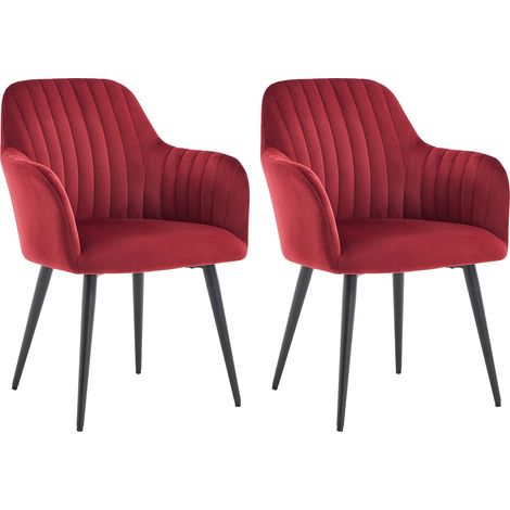 Sedia con braccioli in Velluto e Metallo Nero Bordeaux - Lotto di 2 - ELEANA